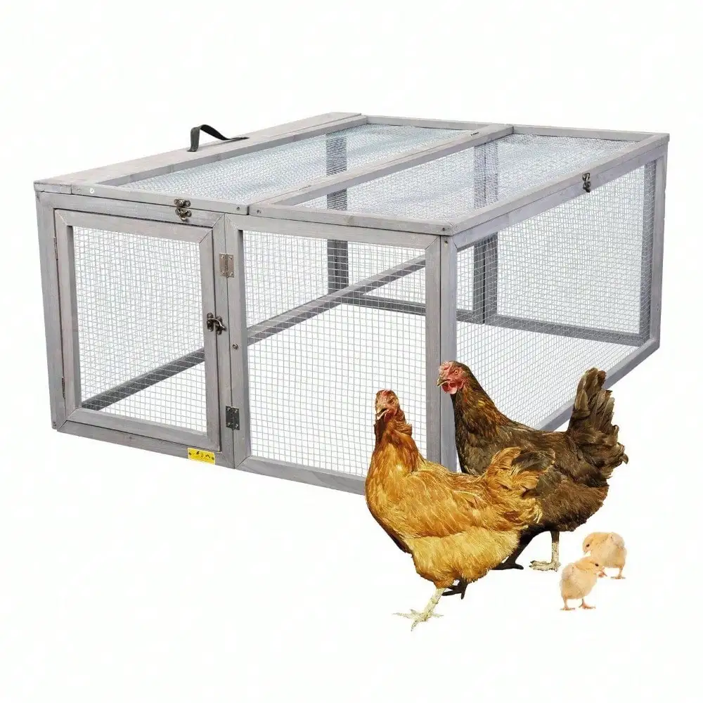 

Foldable Rabbit Hutch Chicken Coop Hen House Poultry Cage Indoor Outdoor Use