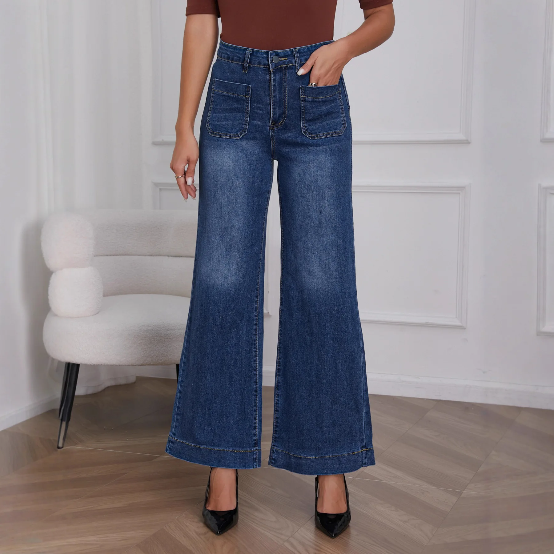 Women High Waist Denim Skirts Ladies Stretch Jeans Knee Length Casual Bodycon Skirt