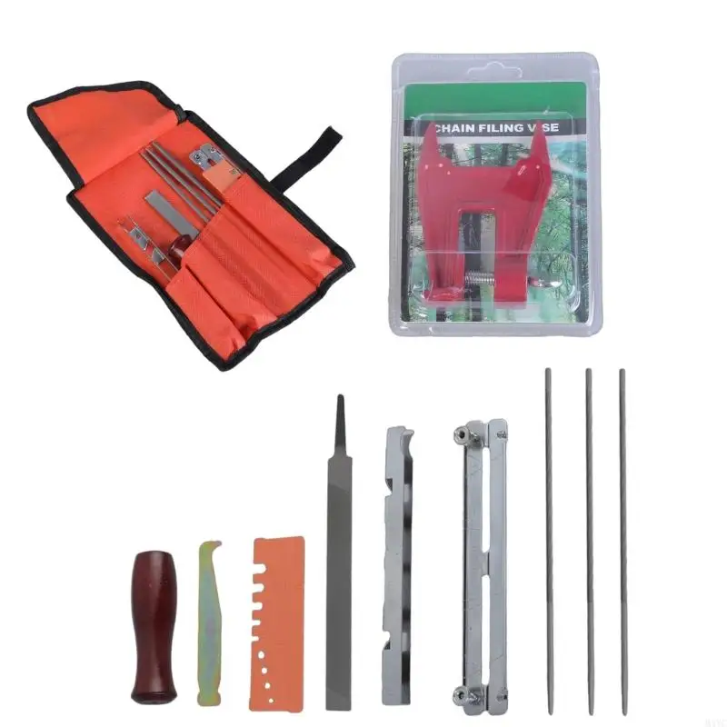 M4YC 10pcs Chainsaw Sharpening تتضمن ملفات مستديرة ملفات مسطحة ومعالجة تبشر سلسلة منشار للحرارة المحمولة للمنزل