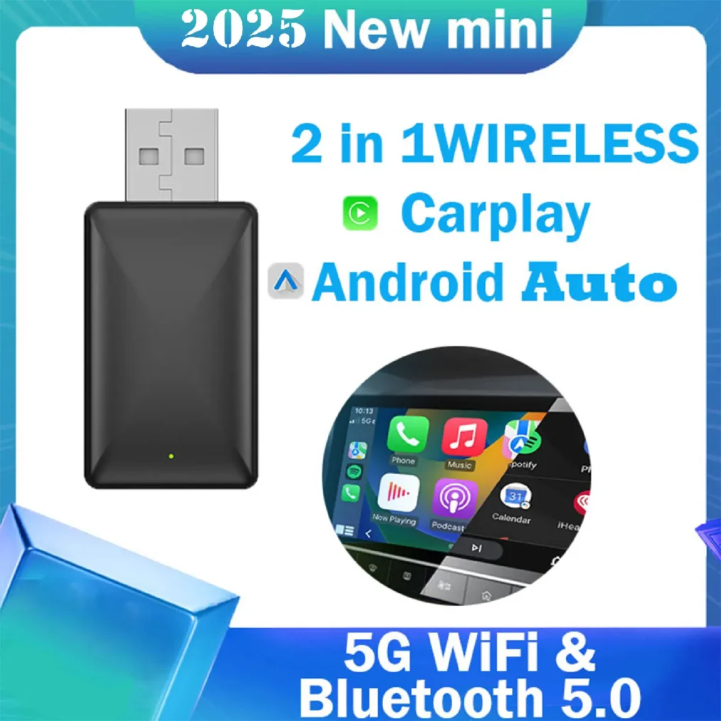 

Wireless Carplay 2 in 1 Android Auto, Smart Dongle 2024, 5g, Wifi, for Iphone, Android Phone, Volvo, Benz, Mg, Kia,
