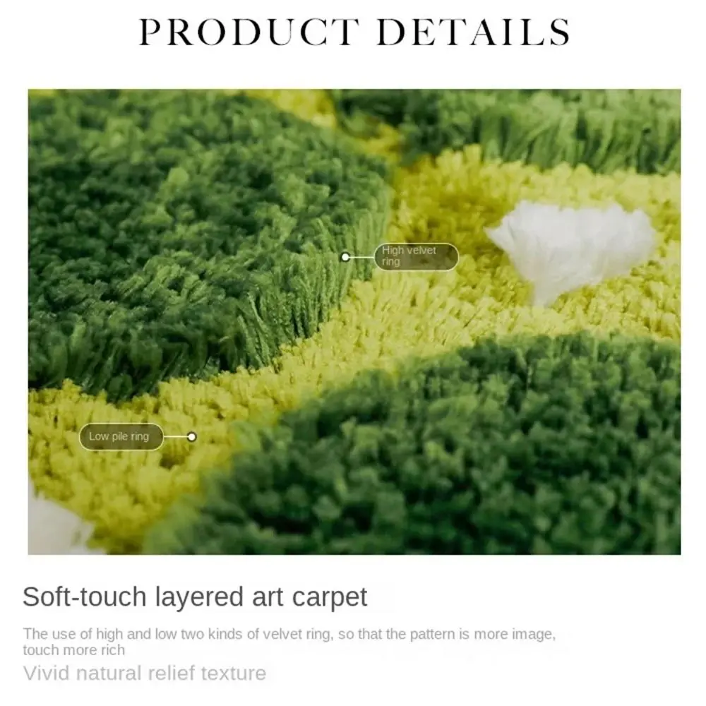 Premium Extra Soft Moss Plush Carpet Non-Slip Green Plant Green Moss Rug Fluffy Textured Cute Bathroom Runner Autumn