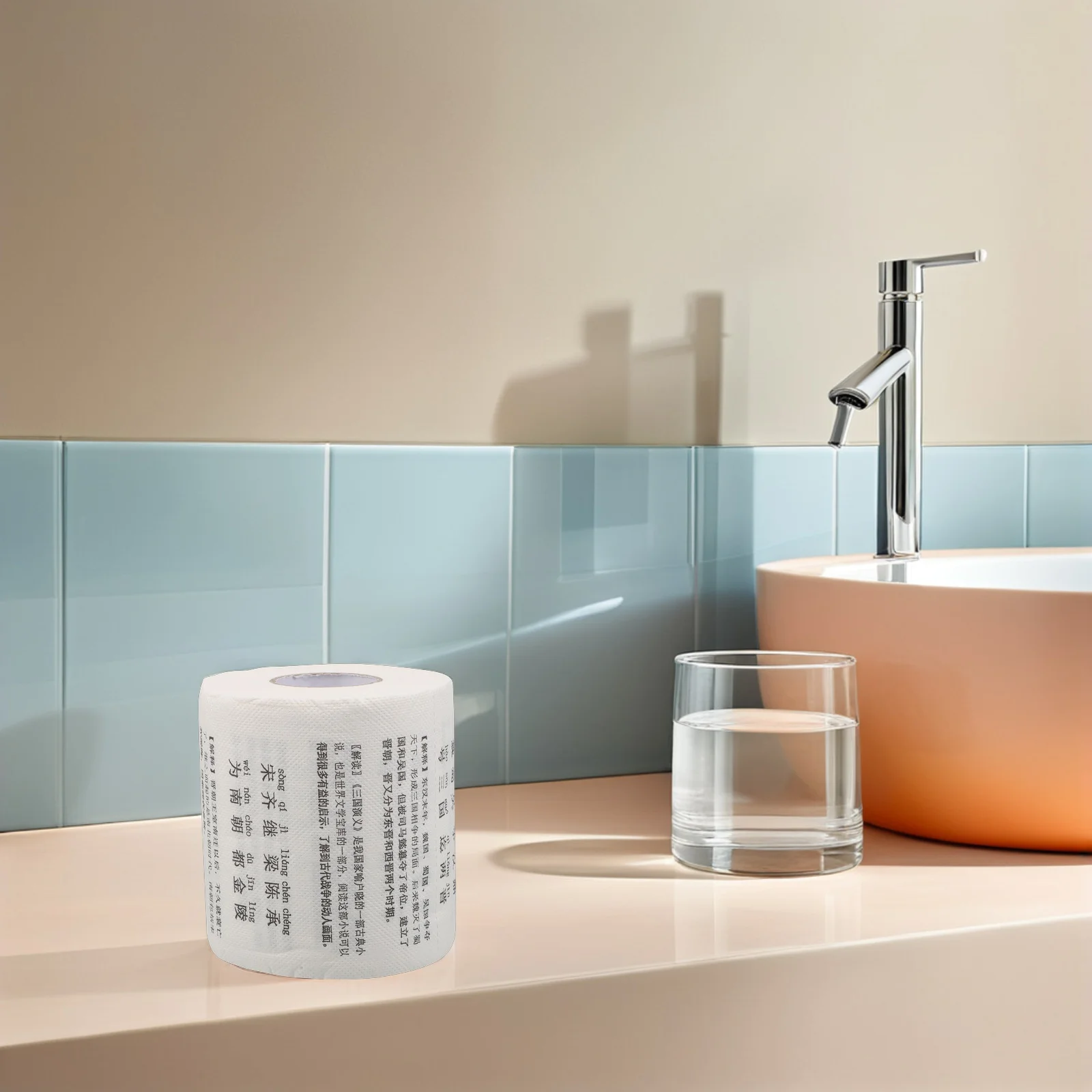 Carta igienica classica con caratteri cinesi unici, fazzoletti in pasta di legno morbida, divertimento educativo, casa, ufficio, ristorante, festa, rotolo