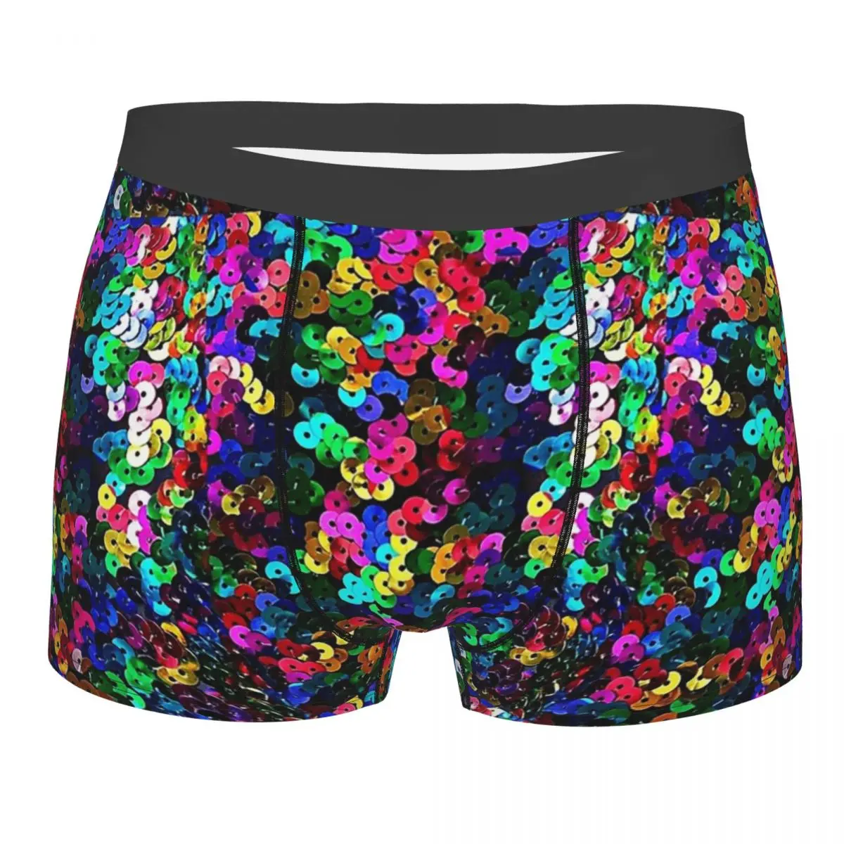 Big Colorful Sequins Glitter Underpants Homme Panties Male Underwear Comfortable Shorts Boxer Briefs