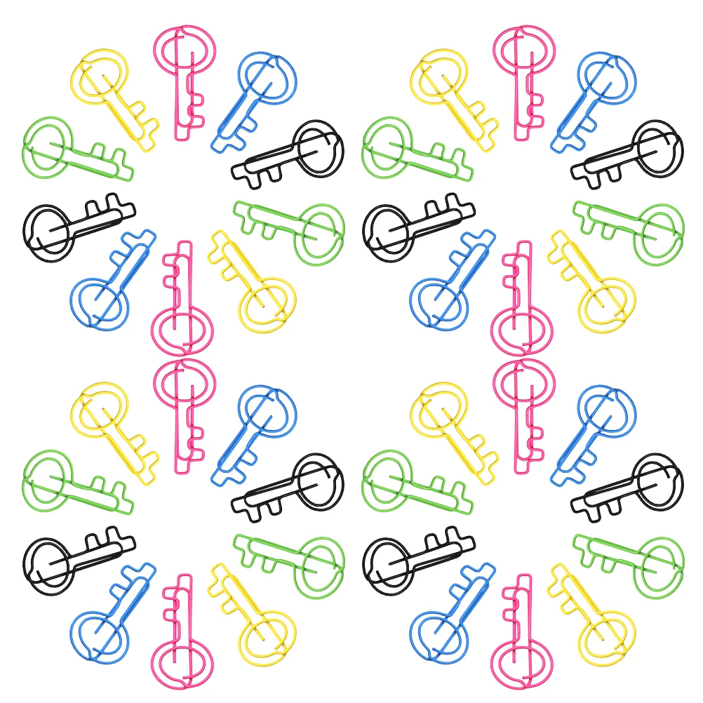 

50pcs Key Shaped Paper Metal Sturdy Key Clips For Documents Organizer Use Cute Wire Bookmark Novelty