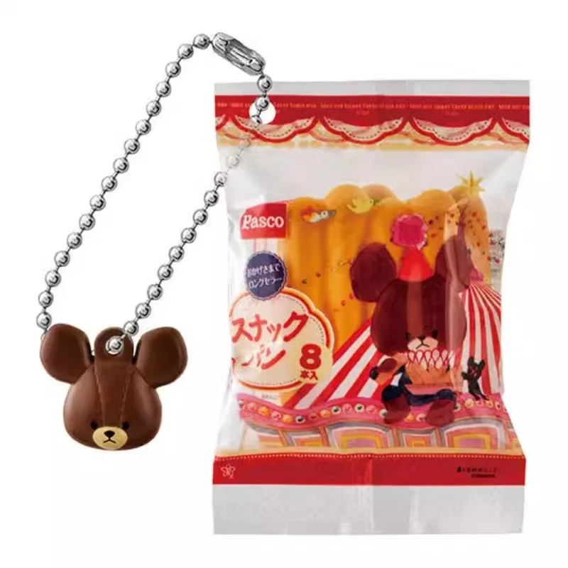 Original Bandai Gashapon Cute Anime Capsule Toys Miniature Little Bear Snack Bread Food Keychain Figurine Kawaii Figure Gift