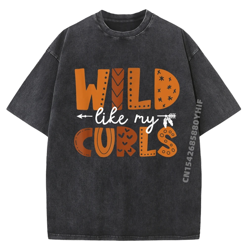 

Wild Like My Curls, простая рубашка с вьющимися волосами для малышей, рубашки с графическим рисунком для мужчин, большая и высокая свободная стираная одежда