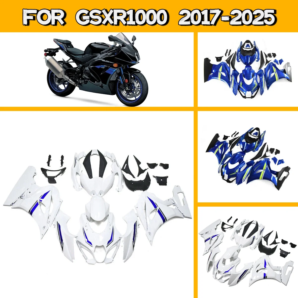 

Высококачественные обтекатели для Suzuki GSXR1000 2017-2025: Комплект инжекционных обтекателей (панелей) 17-25 GSXR 1000, уникальный дизайн, детали кузова