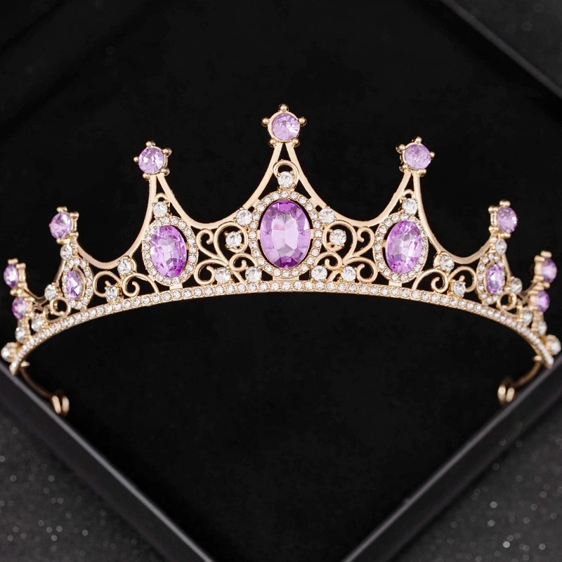 Purple Crystal Tiaras And Crowns Rhinestone Prom Diadem Crown For Women Bridal Wedding Hair Accessories Jewelry Crown Tiara Gift