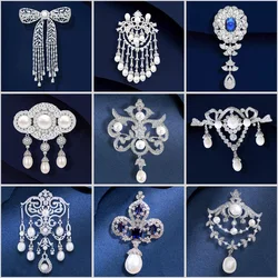 Vintage Palace Style Elegant Freshwater Pearl Tassel Brooches for Women and Men Coat Clothing Autumn Accessories Pins Corsage
