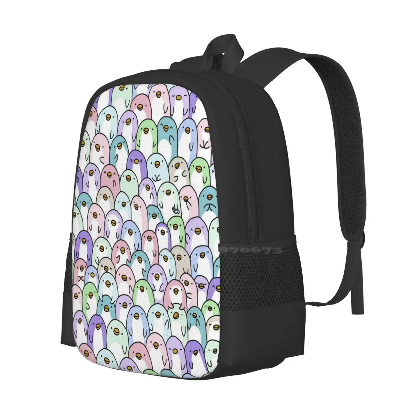 Penguin Snuggles School Bags For Teenage Girls Laptop Travel Bags Penguins Snuggle Pastel Cute Animals Kawaii Animals