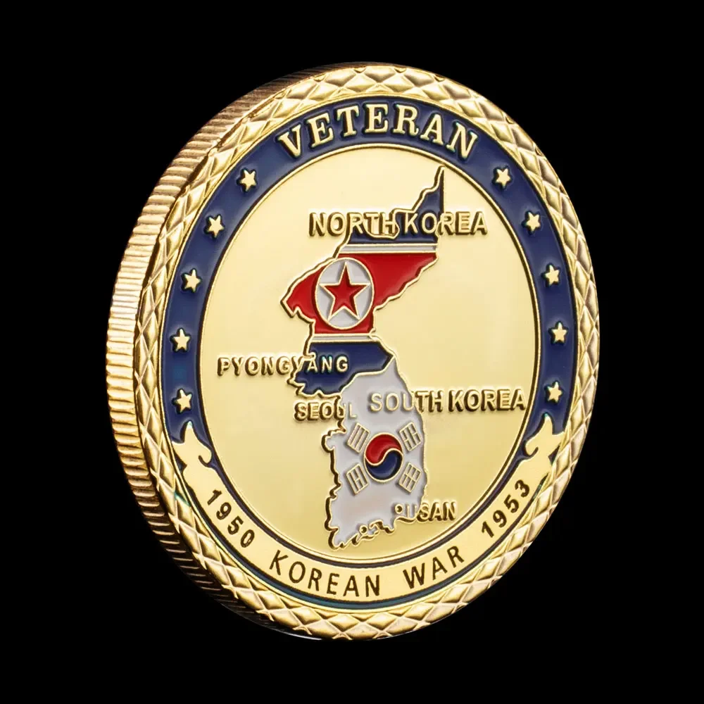 The Korean War (1950-1953)38th Parallel Golden Plated Souvenir Coin Honor Our Real Heroes Forever Veteran Commemorative Coins