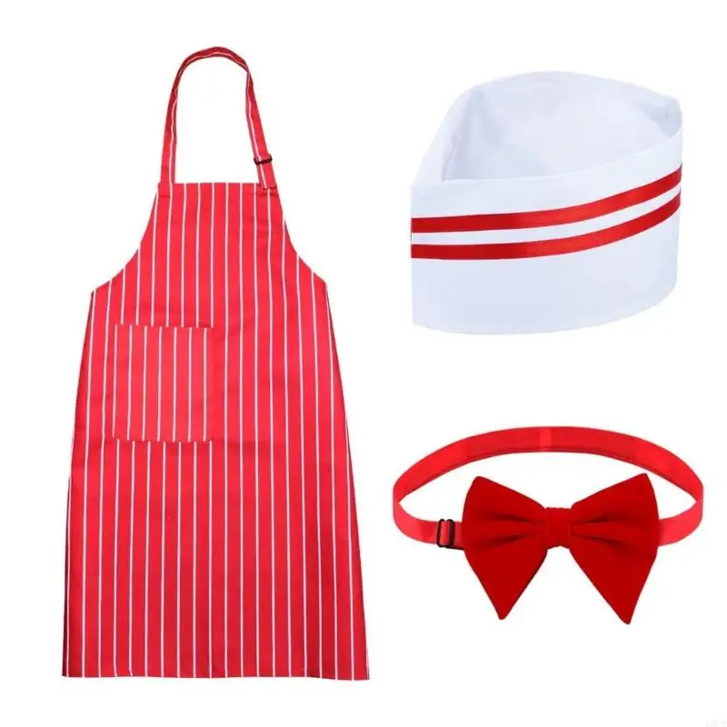 Kostium napoju Sodas z lat 50. wieku Fartuch Stripe, czapki i akcesoria Bowtie Ustaw kostium kelnerki dla kobiet mężczyzn