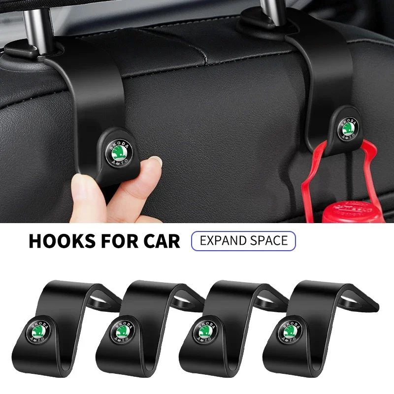 2 Peças de Ganchos para Encosto de Banco de Carro, Suporte Portátil, Acessórios Automotivos para Skoda Octavia 2 3 A4 A5 mk1 Fabia Superb Rapid Kodiaq Karoq