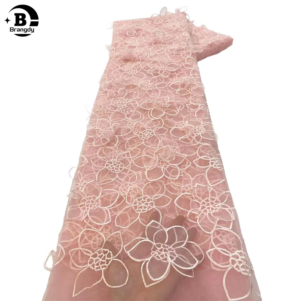 

African Lace Fabric 2023 High Quality French Mesh chiffon Lace Fabric Nigerian Lace Fabrics For Wedding Dress X38005