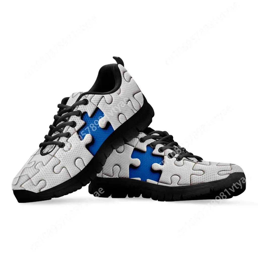 Custom Made Autism Awareness Designs Luxury Brand Sneakers Puzzle Print Footwear World Autism Awareness Day Casual Sneaekrs