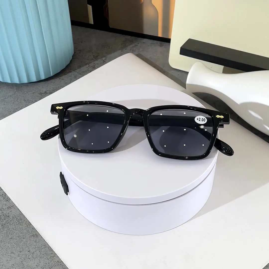 

European and American cross-border rivet sunglasses old-fashioned business fashion reading glasses