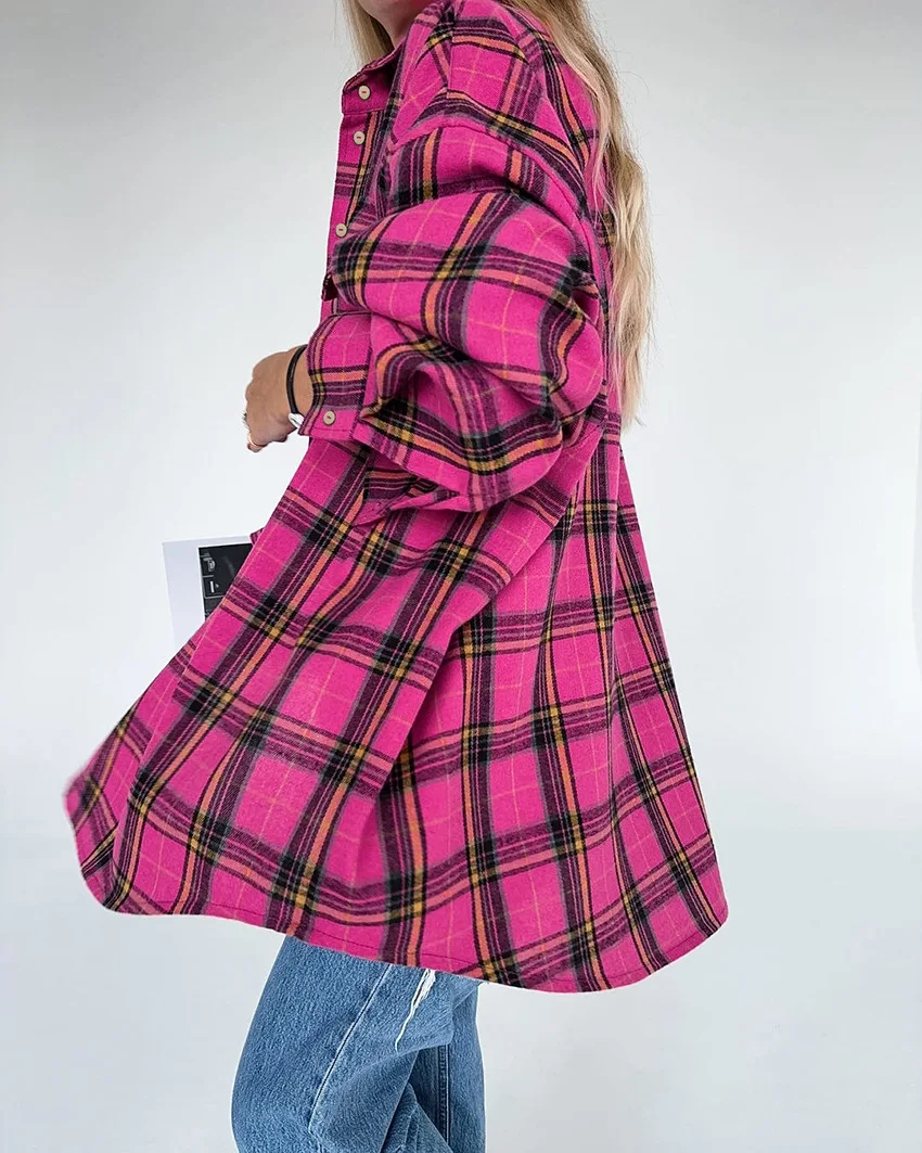 Plaid Blouses Long Tops 2023 Winter Fall Y2K Streetwear Clothes Sexy T Shirt Casual Sweatshirt Designer Clothes Women Print Tops