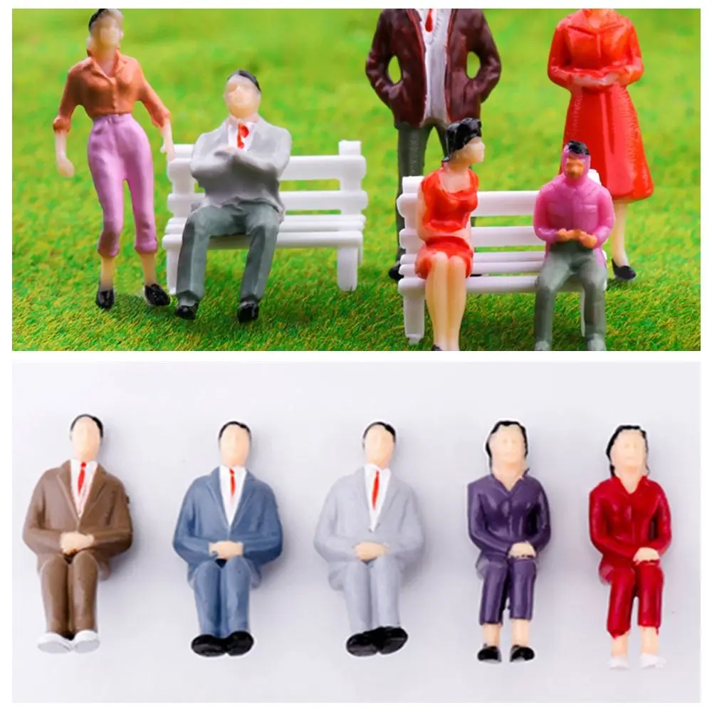 1:25/30/50 Scale Mini White Lilliputian HO Scale Train Painted Seated People Model Street Park Figures Doll Miniature Accessory