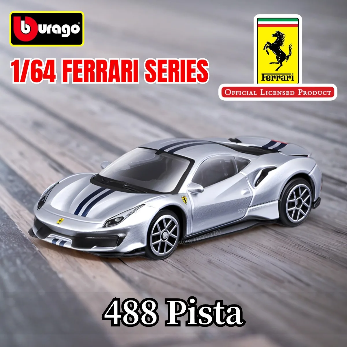 Bburago 1:64 Ferrari 488 Pista Replica Car Model Scale F40 F50 458 296 GTB Enzo Diecast Traffic Miniature Art Figure Kid Boy Toy