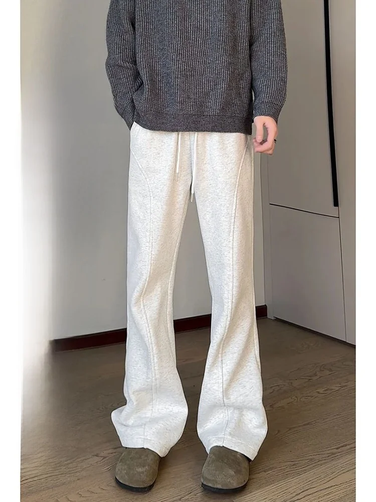 

Men's Fce Lined Straight Leg Casual Pants Autumn Winter American Retro Knife Loose Fit Comfortable Wide Leg Trousers