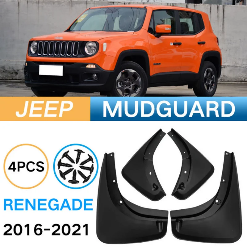 TONLINKER 4 Pcs Car Mudguard For JEEP Renegade 2016-21 Mudguards Splash Guards Fender Auto Front Rear Mudflaps Car Accessories