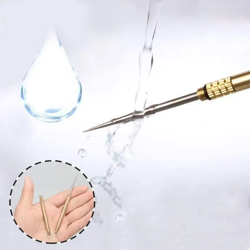Multifunctional Titanium Brass Toothpick Portable Bottle Fruit Fork Camping Tool Stronger Dental Floss