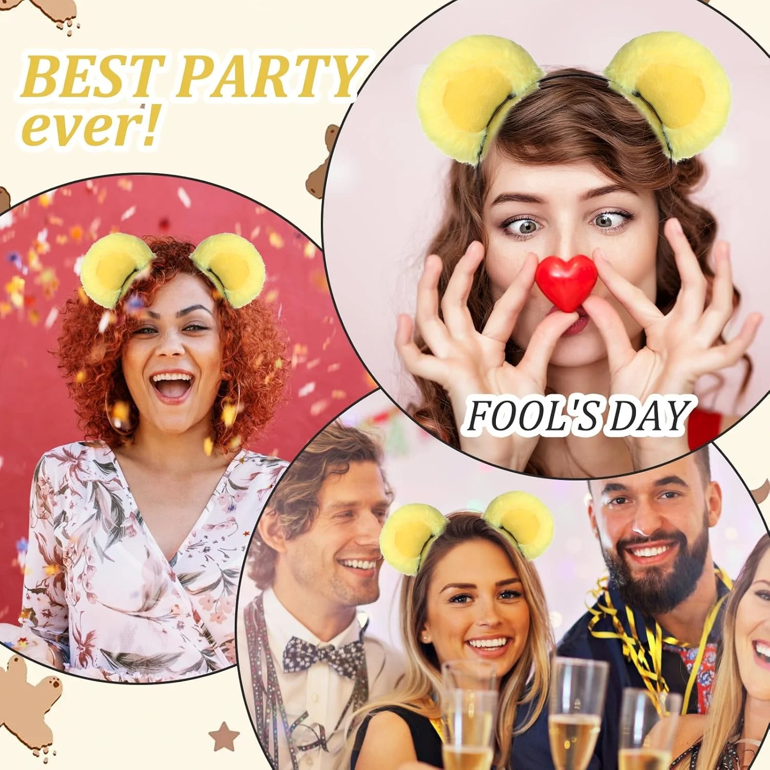 1PC Plüsch Bärenohren Stirnband, süßer flauschiger Tierhaarreifen für Frauen, Mädchen und Haustiere, bezaubernder Party-Cosplay-Haarschmuck – Detail 2