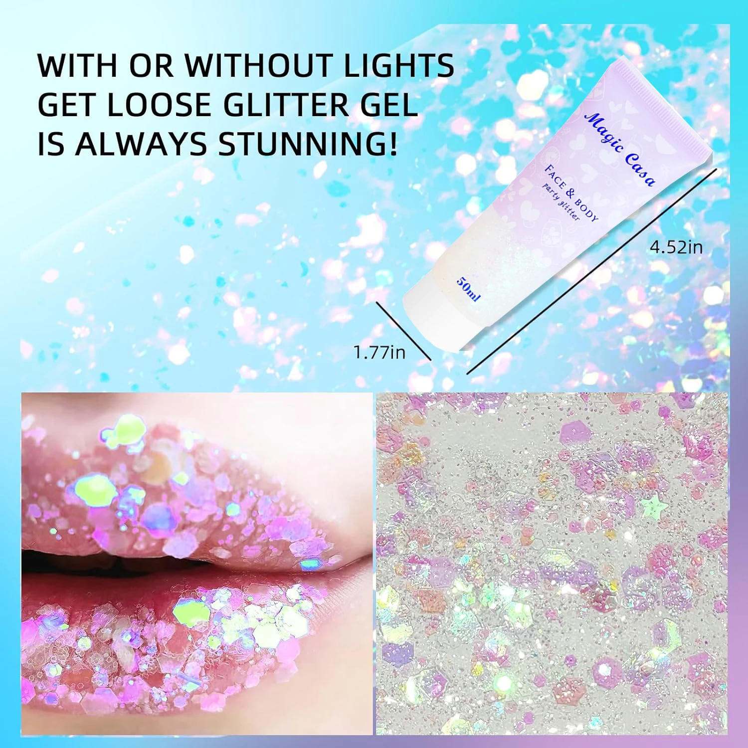 Clear Face Body Glitter,Sparkly Glitter Gifts,Stocking Stuffers for Women Kids Girls,Singer Concerts Festival Rave Accessories