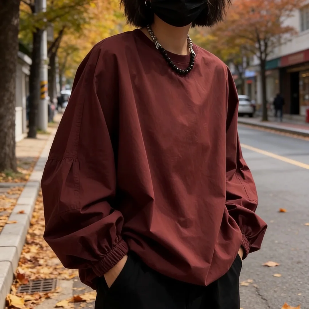 

Свободная повседневная женская футболка с длинным рукавом, скрывающая живот, в художественном стиле, для работы и отдыха, весна-осень, новинка, стандартный крой, плотная ткань.