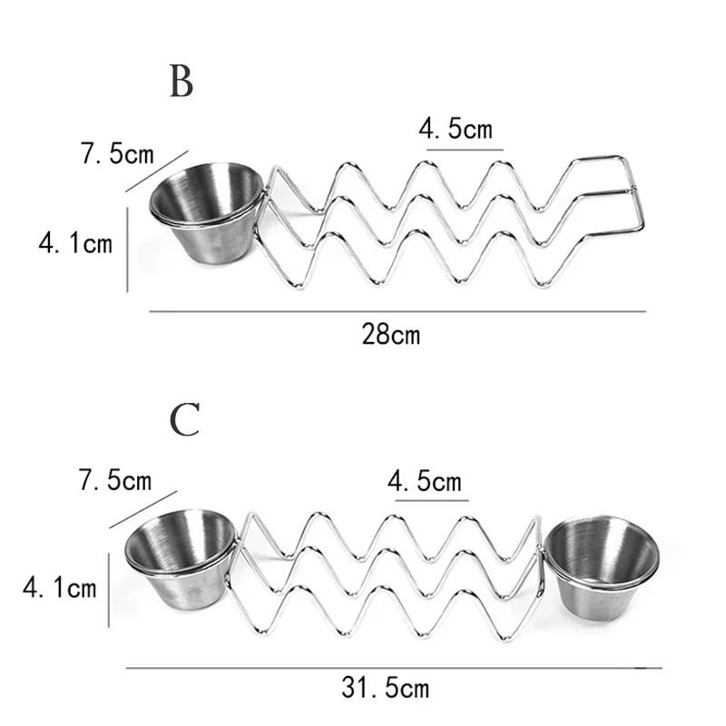 Stainless Steel Taco Holders Wave Shape Slots Mexican Food Rack Maquina Para Hacer Tortillas Electrica Cooking  Empanada Pies