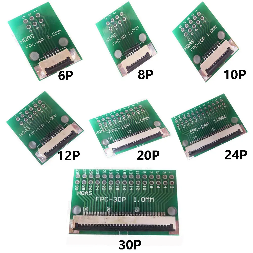 1Pcs FPC FFC Flexible Cable Adapter Board 0.5mm Pitch Connector SMT to 2.54mm 6P/8P/10P/12P/20P/24P/30P