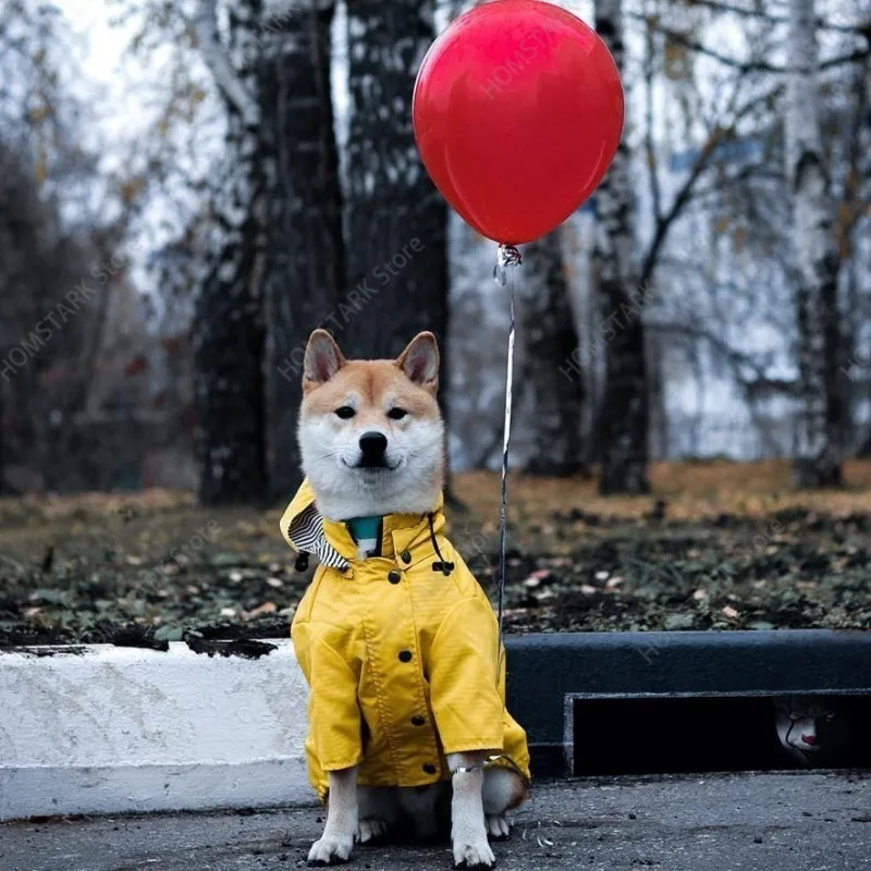 New Ins Retro Dog Raincoat, Windproof Waterproof Thickened Pet Jacket, British Vintage Puppy Outdoor Dog Windbreaker