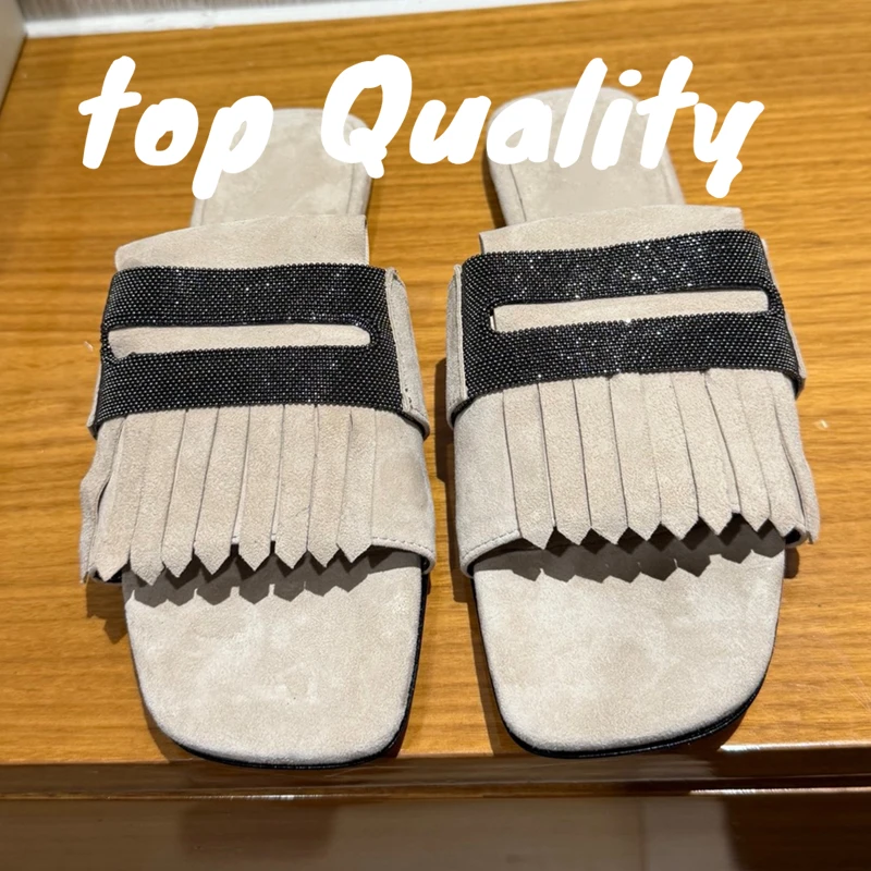 

Летние тапочки, женские тапочки, женские замшевые туфли на плоской подошве для женщин, шлепанцы с квадратным открытым носком, современные женские тапочки