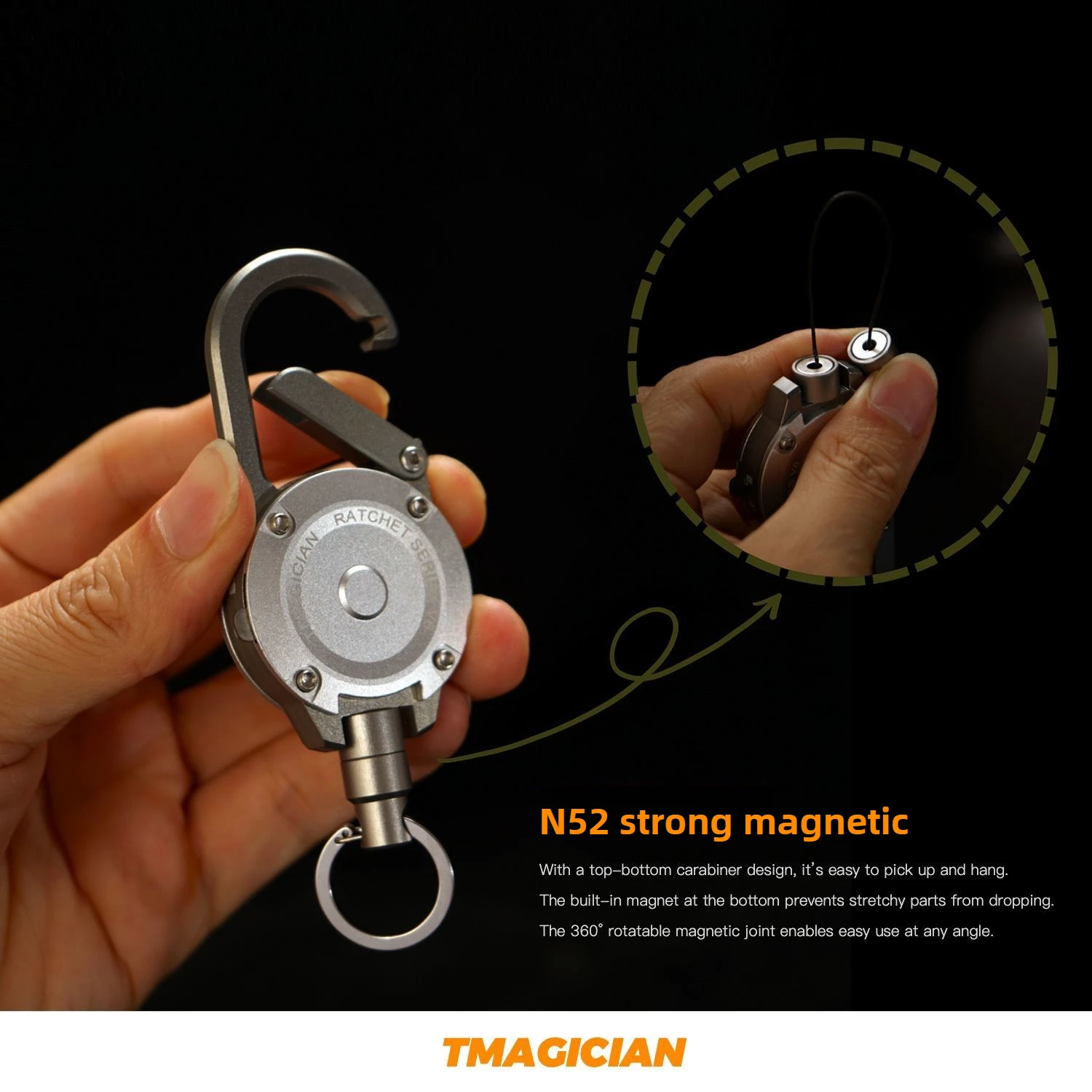 Mosquetón retráctil de aleación de aluminio y titanio TC4, carrete de tracción resistente, alambre de acero fuerte, hebilla de cuerda perdida, llavero para exteriores