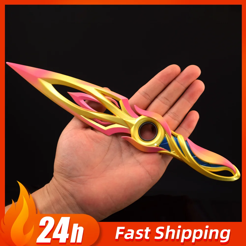 30 cm Valorant Mystbloom Kunai drehbar mit Holster Ganzmetall Messer Spielzeug Schwert Cosplay Prop Karambit Jungen Geschenke Kinderspielzeug
