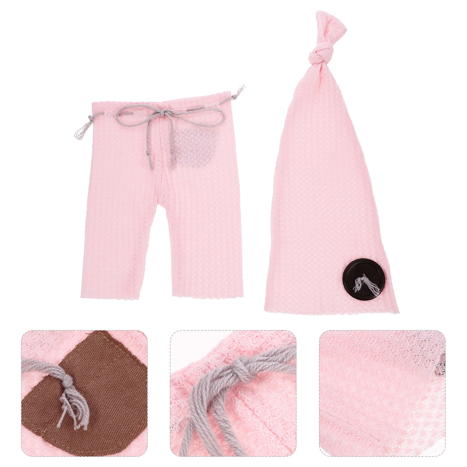 

1 set 2 Pieces Photography Knit Pants Wooden Newborn Photography Props Button Hat Set Sky Blue Photo Studio Props Baby Clothes