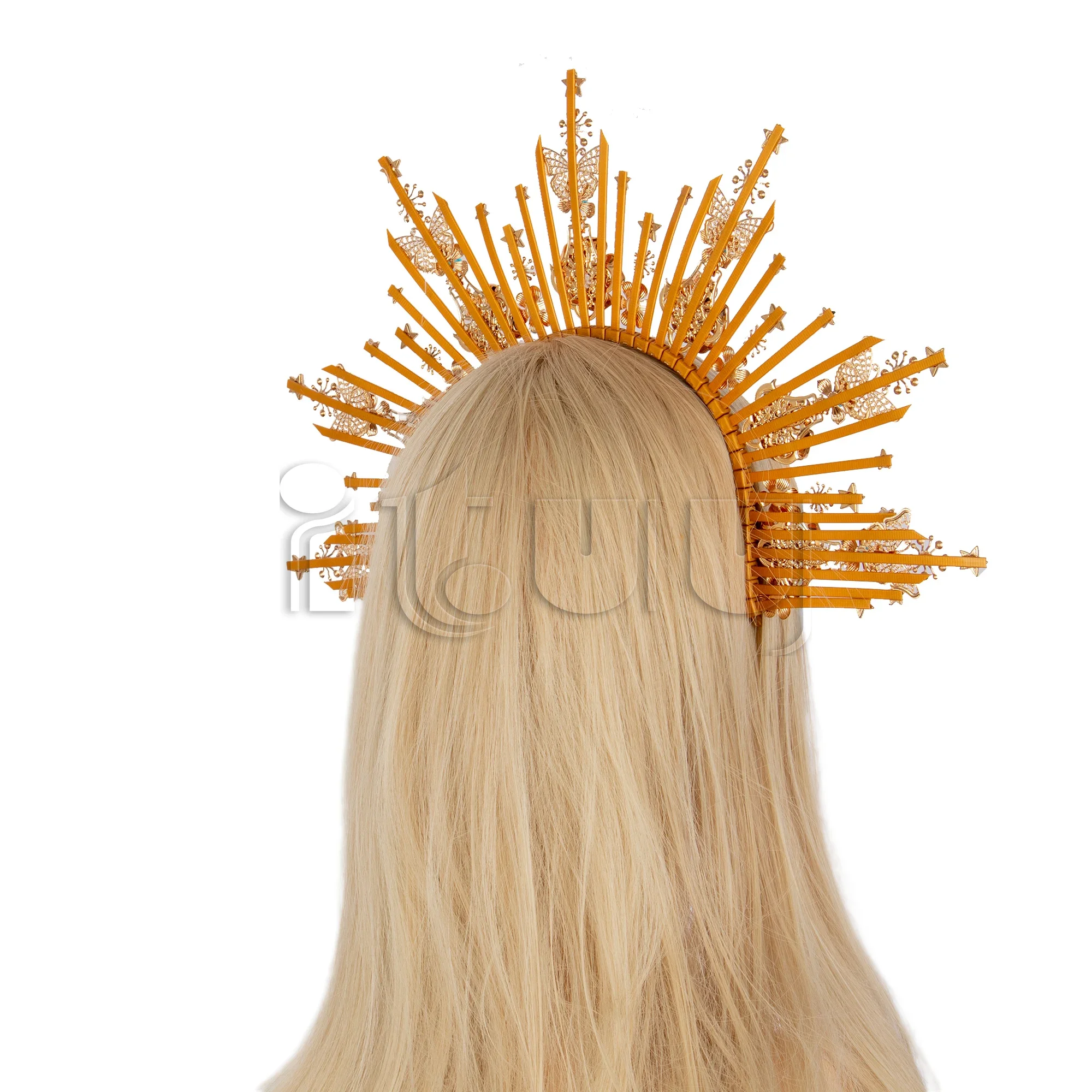 عذراء الشمس آلهة تأثيري الباروك عقال للرأس على شكل تاج القوطية لوليتا بنات KC هالو تاج خوذة النساء غطاء الرأس إكسسوارات الشعر