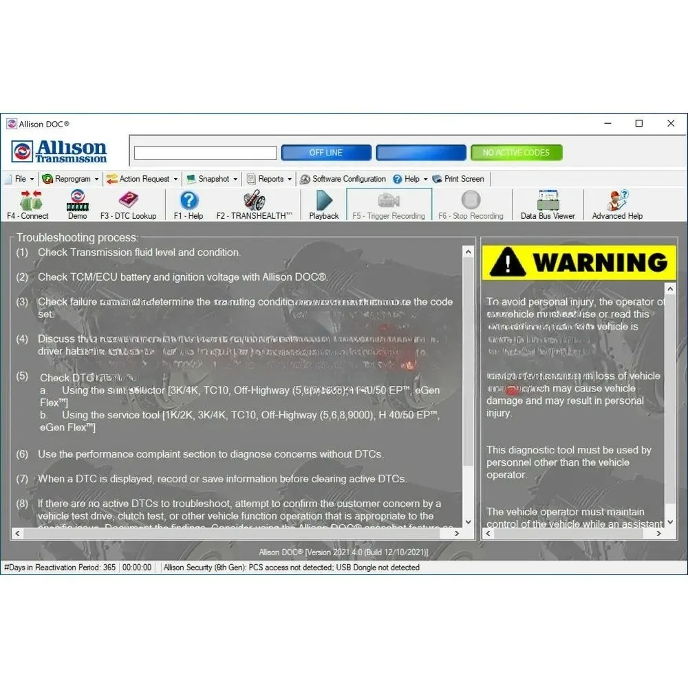 2024.12 Allison DOC Premium Diagnostic Software Full Gen 5 Data Files Allison 6th Gen with Troubleshooting Transmissions