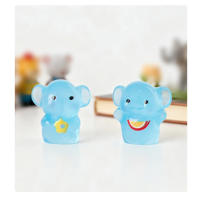 10 قطعة يتوهج في الظلام لطيف الطفل الفيل الراتنج سطح المكتب زينة الحلي Diy بها بنفسك اليدوية دبوس المفاتيح اكسسوارات اللعب