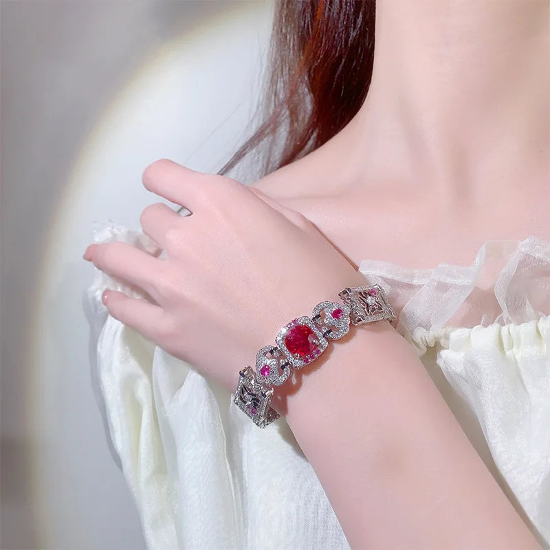 European and American Colorful Diamond Rhinestone Evening Gemstone Bracelet Irregular Colorful Zircon Bracelet Luxurious Series