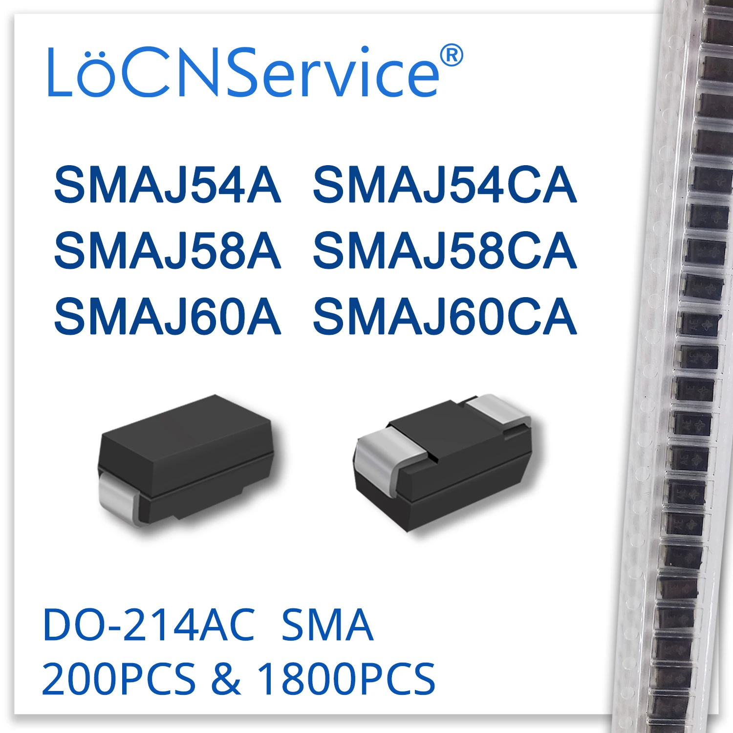 LoCNService 200 шт. 1800 шт. SMAJ SMAJ54 SMAJ54A SMAJ54CA SMAJ58 SMAJ58A SMAJ58CA SMAJ60 SMAJ60A SMAJ60CA диод DO214AC TVS
