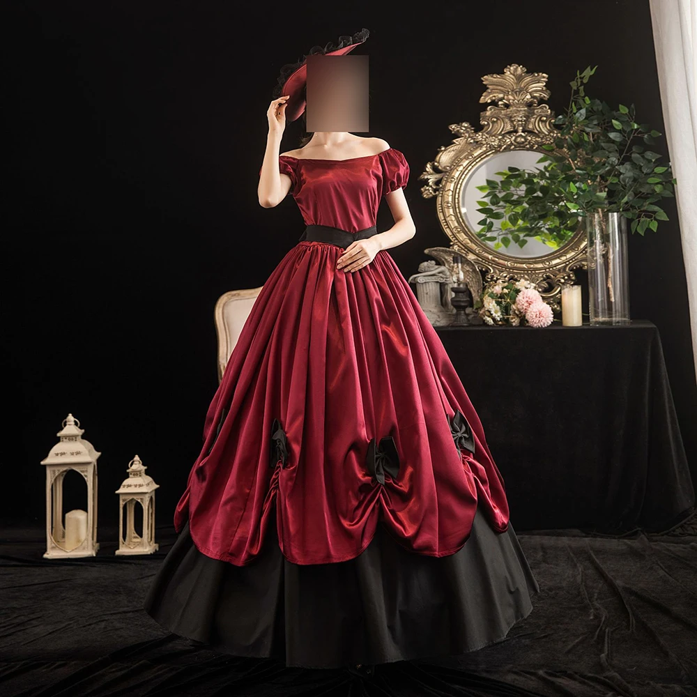 

Burgundy Ball Gown Women Evening Dresses Christmas Birthday Party Medieval Marie Victorian Renaissance Gowns Vestido De Noche