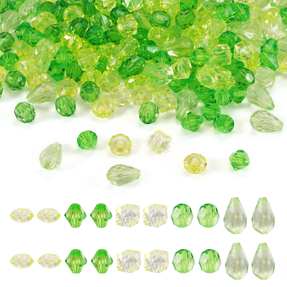 

500Pcs Transparent Acrylic Beads Bicone Teardrop Cube Faceted Loose Spacer Beads for DIY Bracelet Necklace Jewelry Making