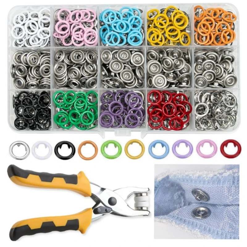 C9GC Metal Fastener 11mm Steel Button With Plier For DIY Sewing Crafts Excellent Corrosion Resistance Durability