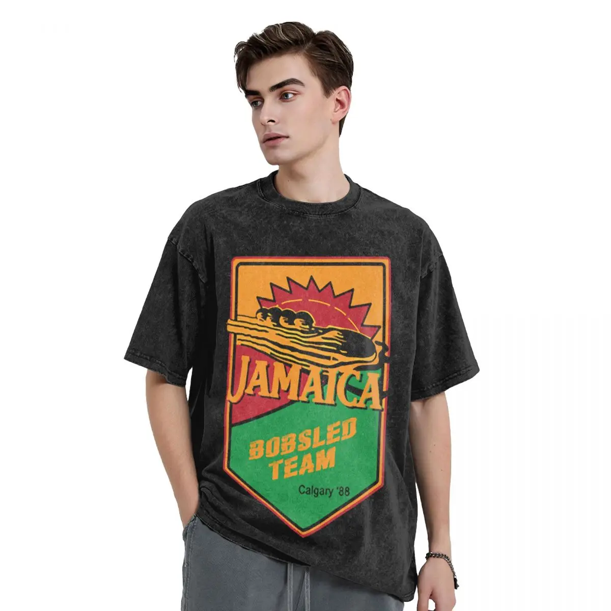 Camiseta de equipo Bobsled jamaiquino para hombre, playera clásica de running Cool, camisetas vintage, camisetas gráficas personalizadas de archivo azul, hip hop