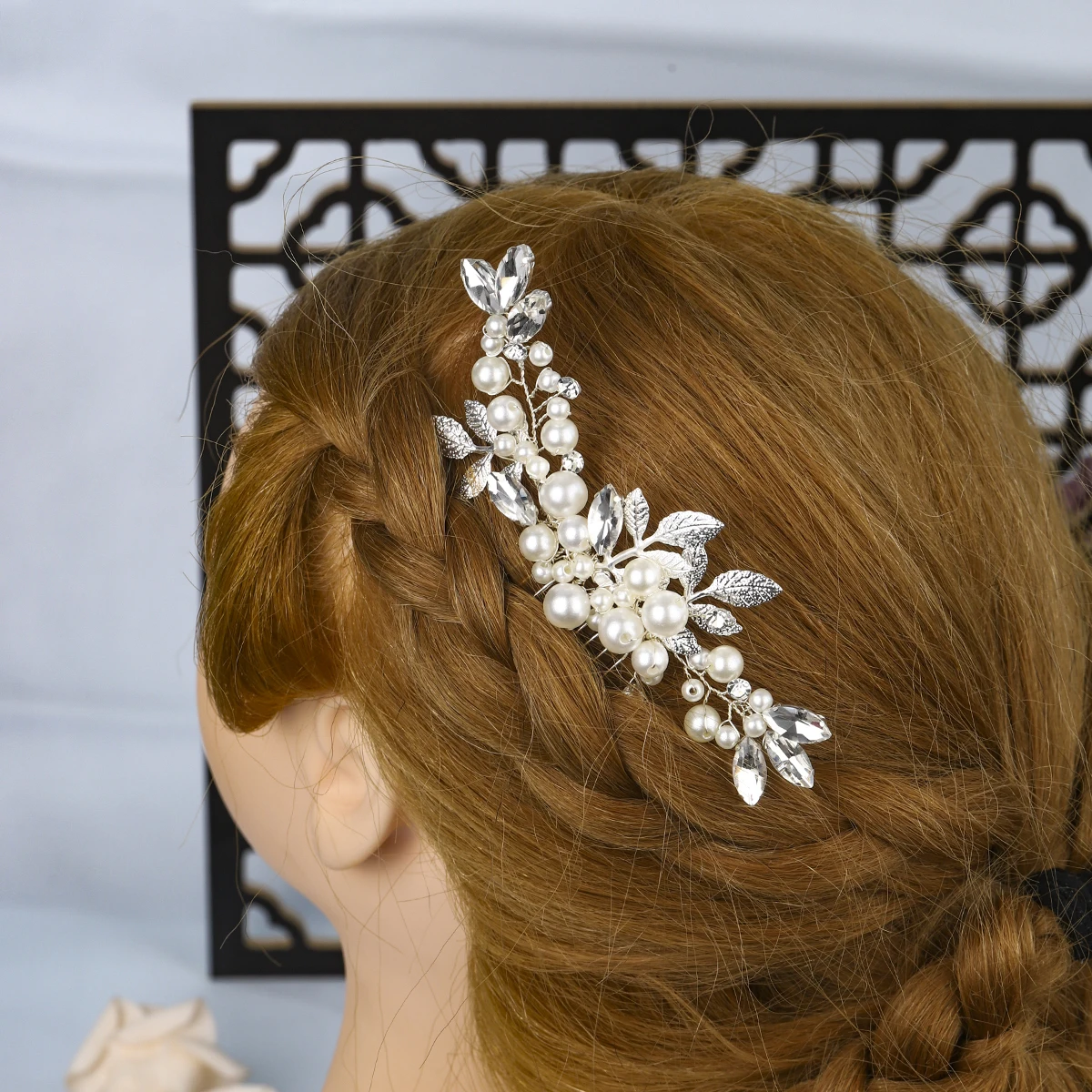 

Fashion Pearl Beaded Hair Comb Classic Metal Leaf Hair Clip Headpiece Bridal wedding Jewelry Accessories Bridesmaid Gifts