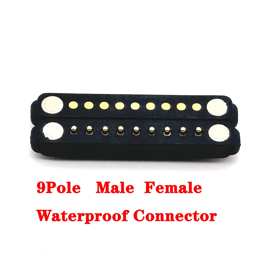 1Pair 1A Waterproof Magnetic Pogo Pin Connector 9 Pole Male Female 2.8mm/2.5mm Spring Load DC Power Socket 9Pin