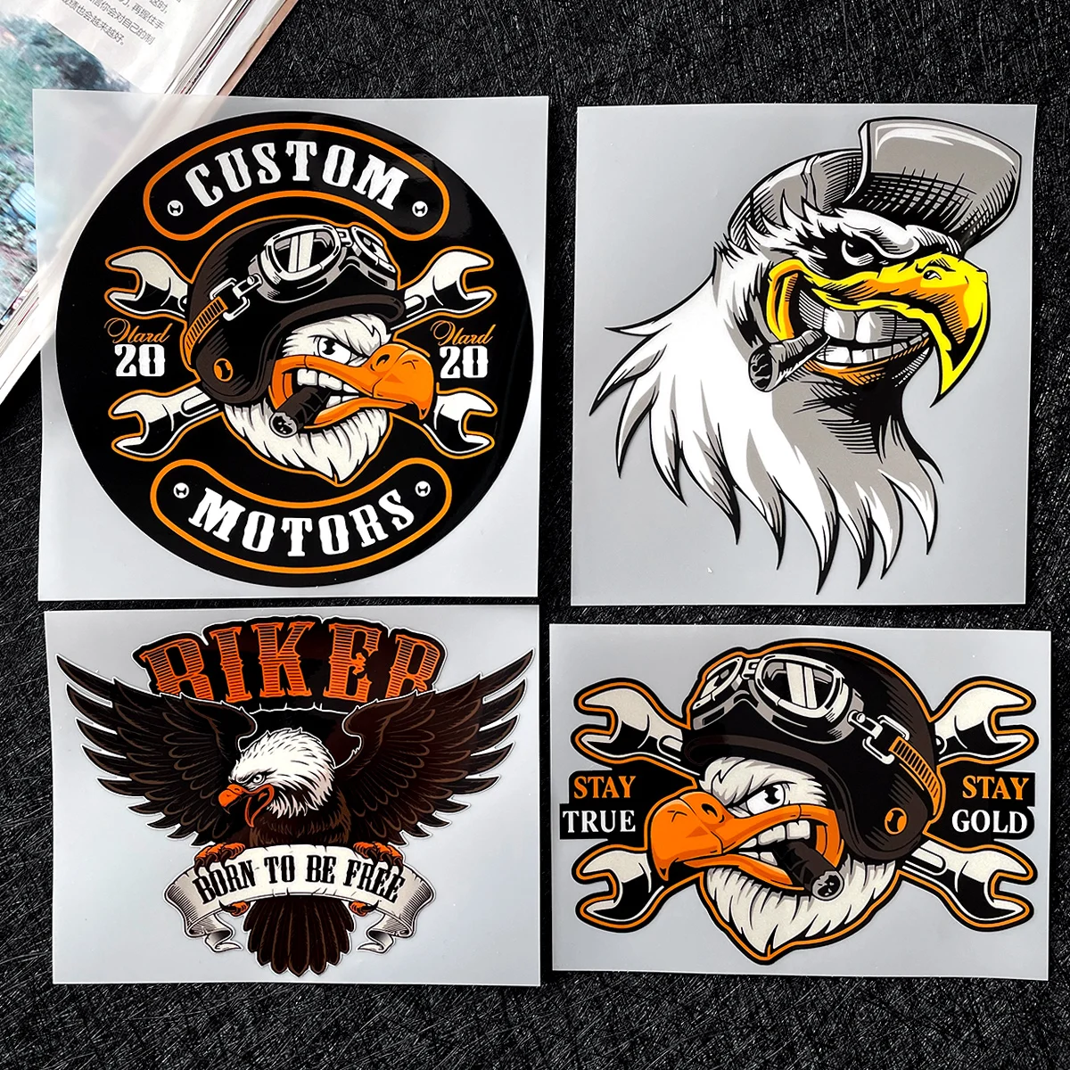 Retro Eagle Reflective Motorcycle Stickers Moto Motor Bike Scooter Body Fuel Tank Windshield Helmet Vinyl Decals Accessories