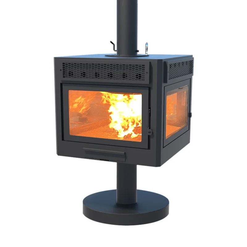19kW Steel Four-side Fire Burning Wood Fireplace with Modern Designer Style for Hotel Use