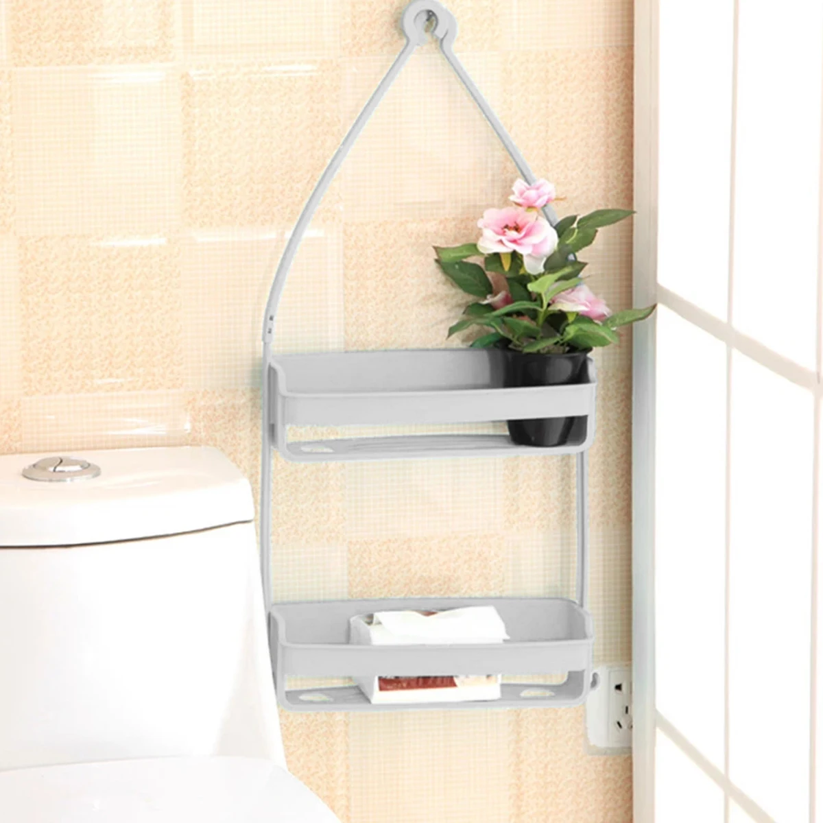 Bathroom Dubbele Lagen Hanging Shower Caddy Shower Organizer Holder Bathroom Storage Rack Over Shower Head for Shampoo